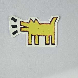 Keith Haring stickers, 2pc, skateboard sticker,  barking dog.